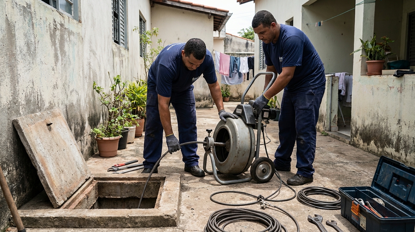 Desentupimento de Coluna Sanitária em Campinas‑SP