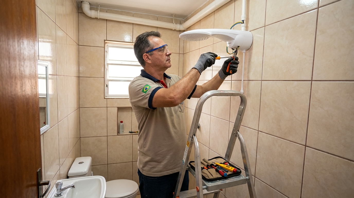 Substituição de Chuveiro Antigo em Campinas‑SP